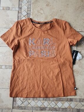 Karl Lagerfeld Paris Women’s Rust Orange Logo Tee